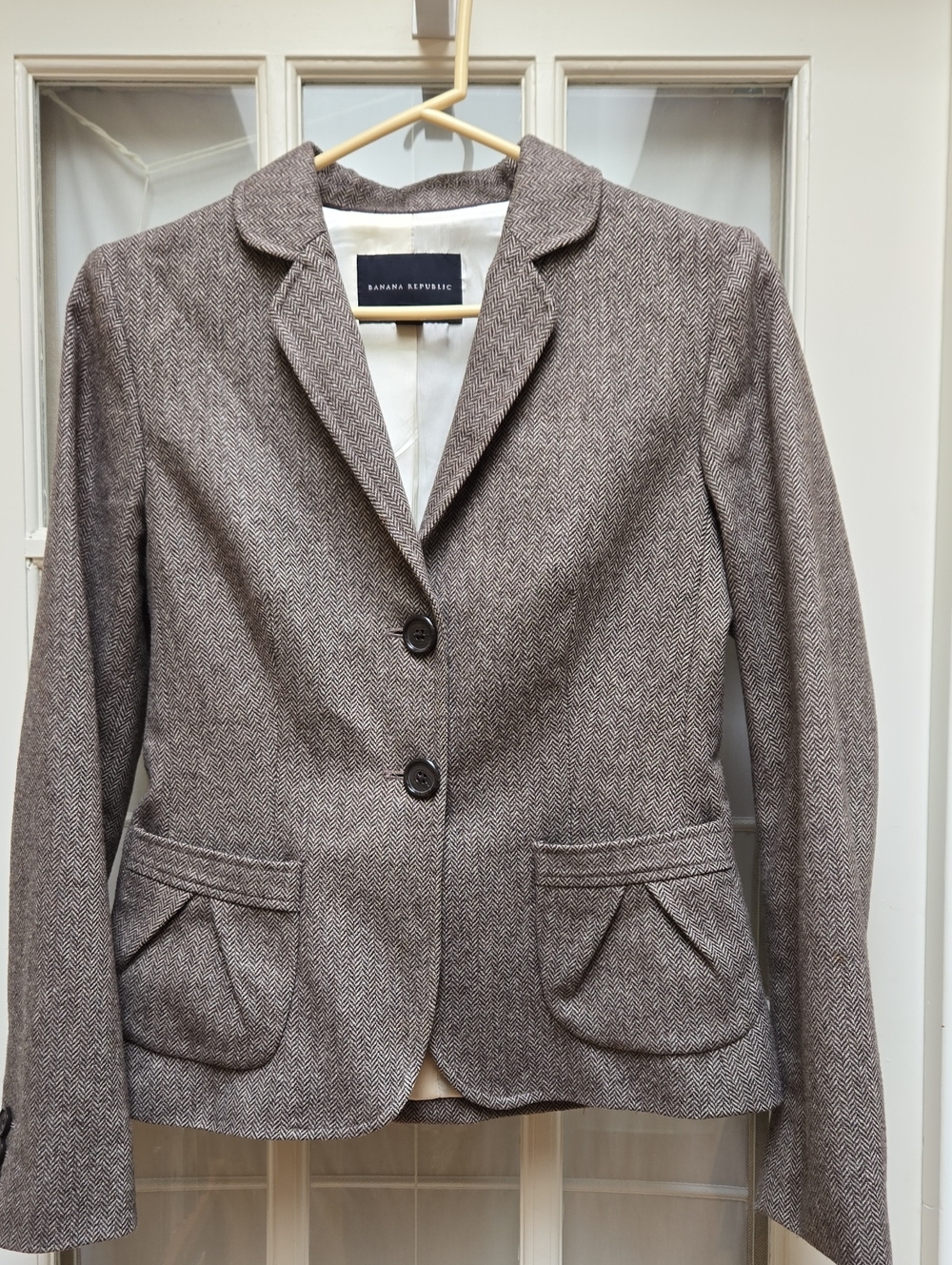 Banana Republic Brown Herringbone Wool Tweed Women's Blazer